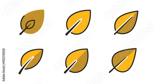 Golden leaf Line art colorful digital color vector