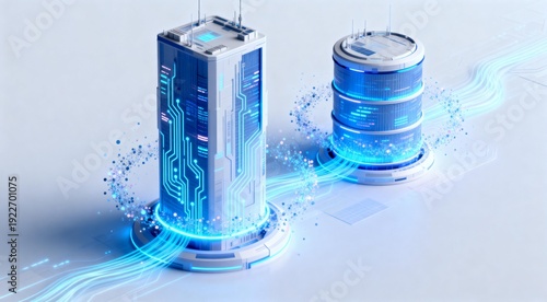 Wallpaper Mural Data Servers with Fiber Optic Connections in Technology Torontodigital.ca