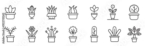 nature plant related icons set isolated on white background