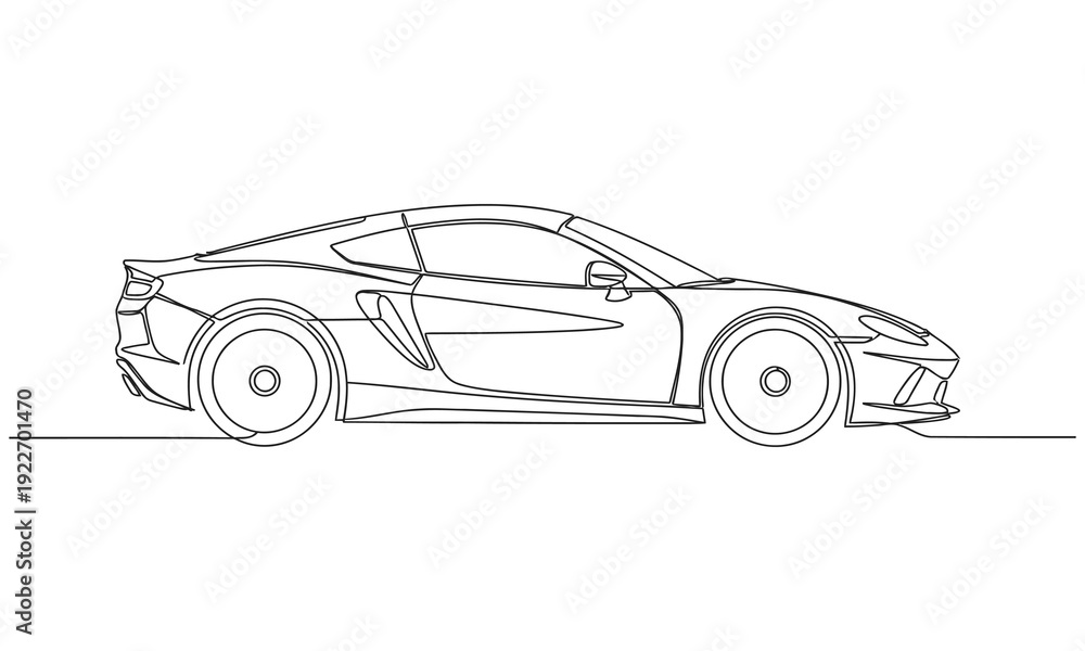 Fototapeta premium Continuous one line drawing of car vector icon. Minimalist black linear sketch vector illustration. Abstract small car in continuous line art drawing