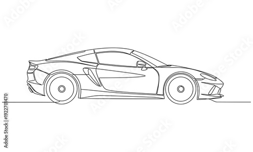 Continuous one line drawing of car vector icon. Minimalist black linear sketch vector illustration. Abstract small car in continuous line art drawing