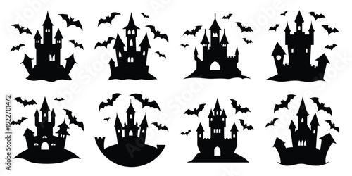  nine different castle silhouette designs sit surrounded by