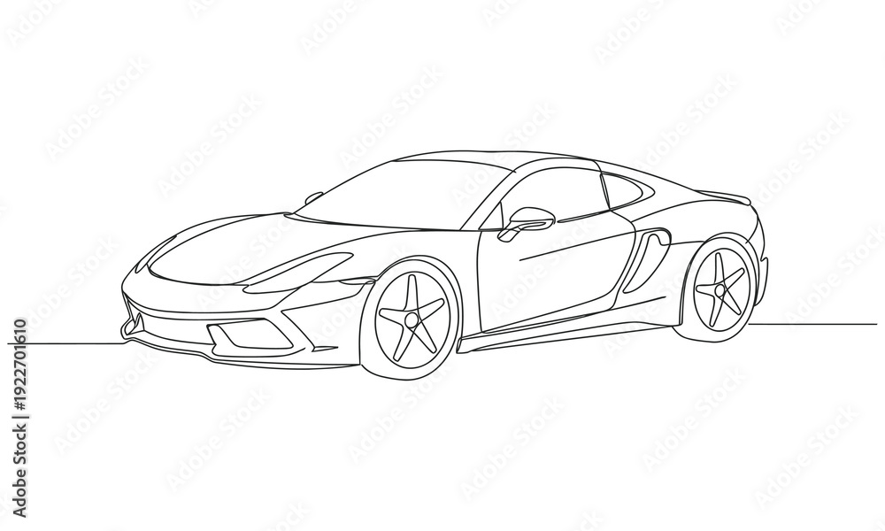 Fototapeta premium Continuous one line drawing of car vector icon. Minimalist black linear sketch vector illustration. Abstract small car in continuous line art drawing