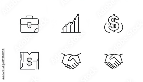 Comprehensive Business, Tech, and Office Line Icon Set.