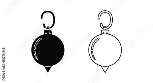 Black and white round pendant light fixtures with hooks for modern interior design. Vector