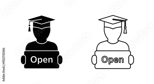 Open access education gender equality icon set vector illustration Vector