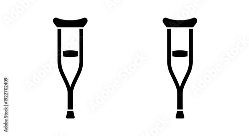 Medical crutches icon set, healthcare symbols, disability support graphics Vector
