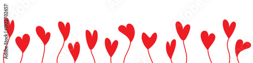 Red heart border, Valentines Day banner, background, pattern