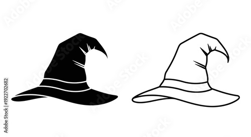 Witch hat, wizard hat, halloween, costume, magic, fantasy, black hat, pointed hat, Vector