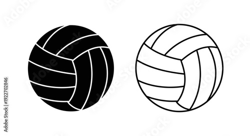 Two different volleyball designs, black and white, vector illustration Vector