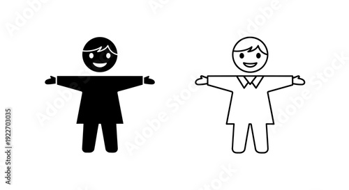Two people celebrating with arms wide open, happy friends, joyful moments Vector