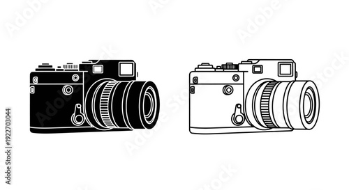 Vintage cameras, retro photography, classic film camera, analog camera, old school Vector