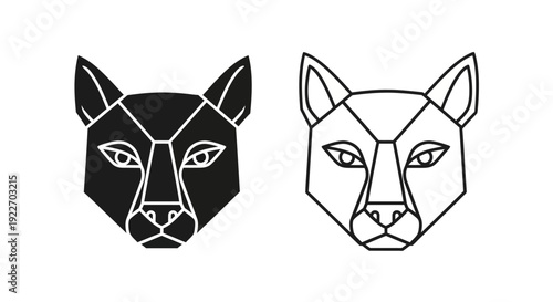Black and white cat face illustration vector art design graphic Vector