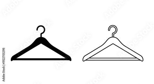 Black and white clothes hangers on white background Vector