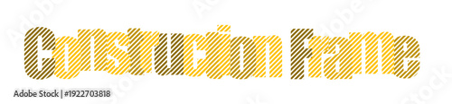Abstract construction frame design with textured golden lettering