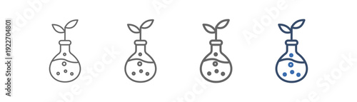 
outline icon set botany with glass and plant design
