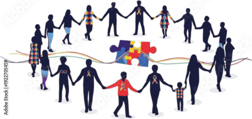 Autism awareness inclusion concept flat vector illustration”
