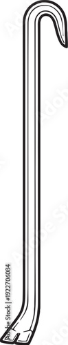 Pry Bar Line Art Icon J Hook Curved Industrial Crowbar eps