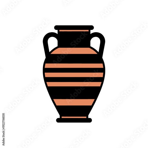 Ancient Amphora Vector Icon With Striped Design