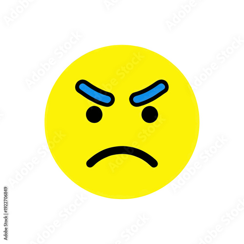 Angry Face UI Icon With Blue Eyes