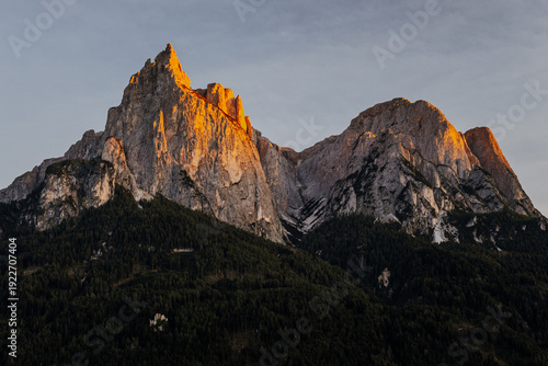 Canvastavla Majestic Alpenglow on the Sciliar (Schlern) mountain peak at sunset, Dolomites,