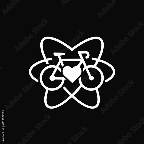 Bicycle love symbol in modern design on a black background