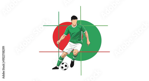 Soccer Player Kicking Ball with Precision.