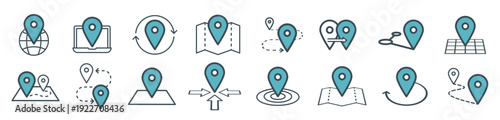 Map pins related icon set. Vector symbols on a white background. Simple pictograms