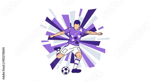Soccer Player Kicking Ball with Dynamic Motion.