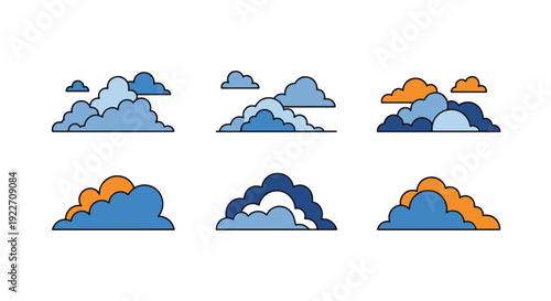 Cloudy Sky Line art creative tone color illustration