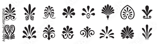 Palmettes elements symbols vector set