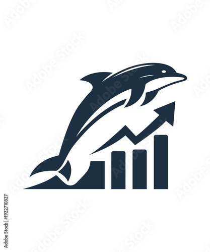 Dolphin Logo Icon Business Growth Analytics Vector