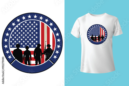 Memorial day tshirt design with grunge american flag heart