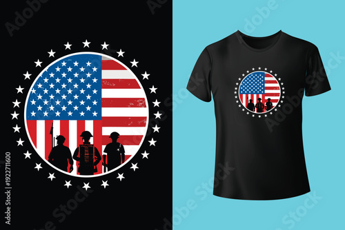 Memorial day tshirt design with grunge american flag heart