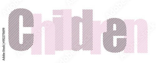 Abstract typography spelling 'children' with subtle pastel shading and textured effect
