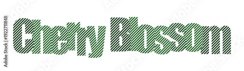 Green textured text spelling "Cherry Blossom" on a white background