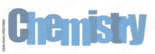Stylish blue word 'chemistry' with a textured effect on a white background