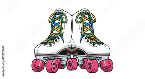 Vintage roller skates with colorful laces and pink wheels