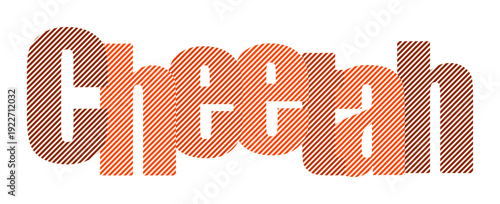 Bold text "Cheetah" with a textured, striped pattern in warm orange hues