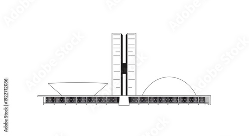Architectural drawing of the National Congress of Brazil building  
