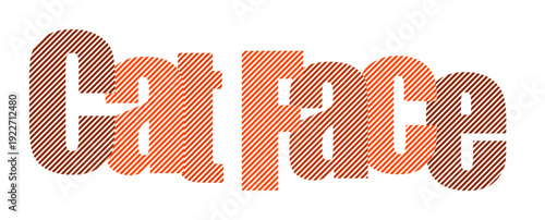 Playful text art with "Cat Face" in warm, striped colors on white.