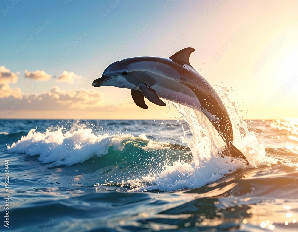 Obraz premium Dolphin jumping seascape