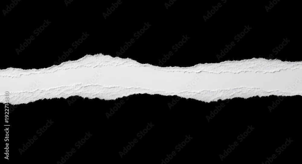 Fototapeta premium Torn white paper edge on black background for design element or template usage purposes effectively