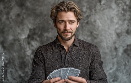 A man using cards to do tricks