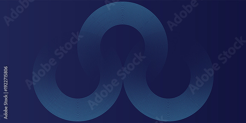 Abstract blue glowing geometric lines on dark blue background. Modern shiny blue circle lines pattern. Futuristic technology concept. Suit for cover, poster, banner eps 10.