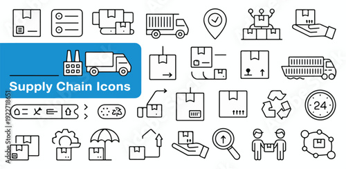 A set of supply chain icon