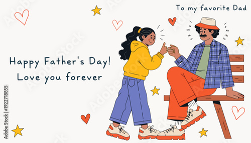 Loving girl giving high five to happy dad on Father's Day