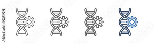 
outline icon set genetic with gear and blood cell design
