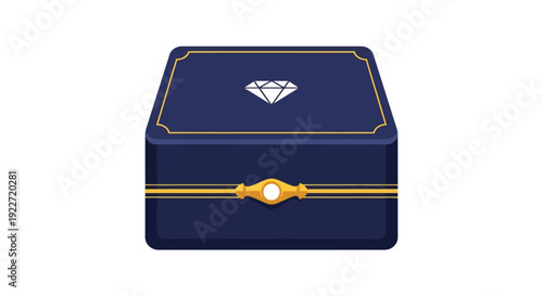 Luxury jewelry box with diamond on lid and gold accents