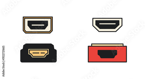HDMI Port Line art soft tone vector illustration